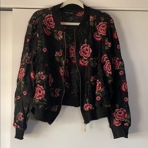 Flora lace bomber jacket